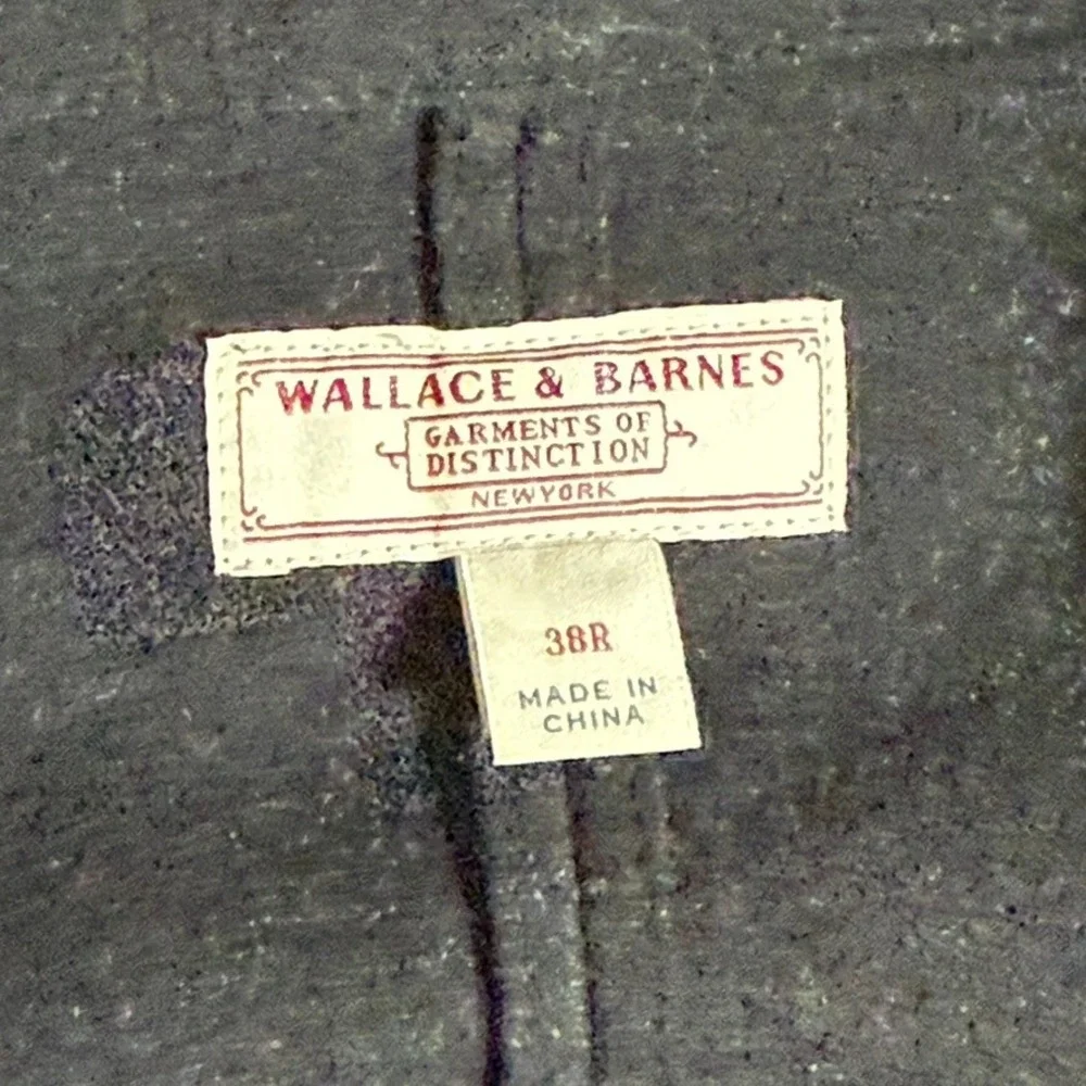 Wallace & Barnes Mens 38R S Charcoal Wool Blend Blazer Suede‎ Elbow Patches Gray